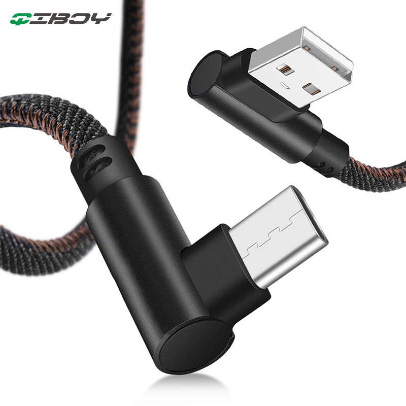 

Mobile phone Android USB Type-C Cable Fast Charging 90 Degree USBC Cable For Xiaomi Redmi Huawei 1M 2M 0.25M Type C Charger cord