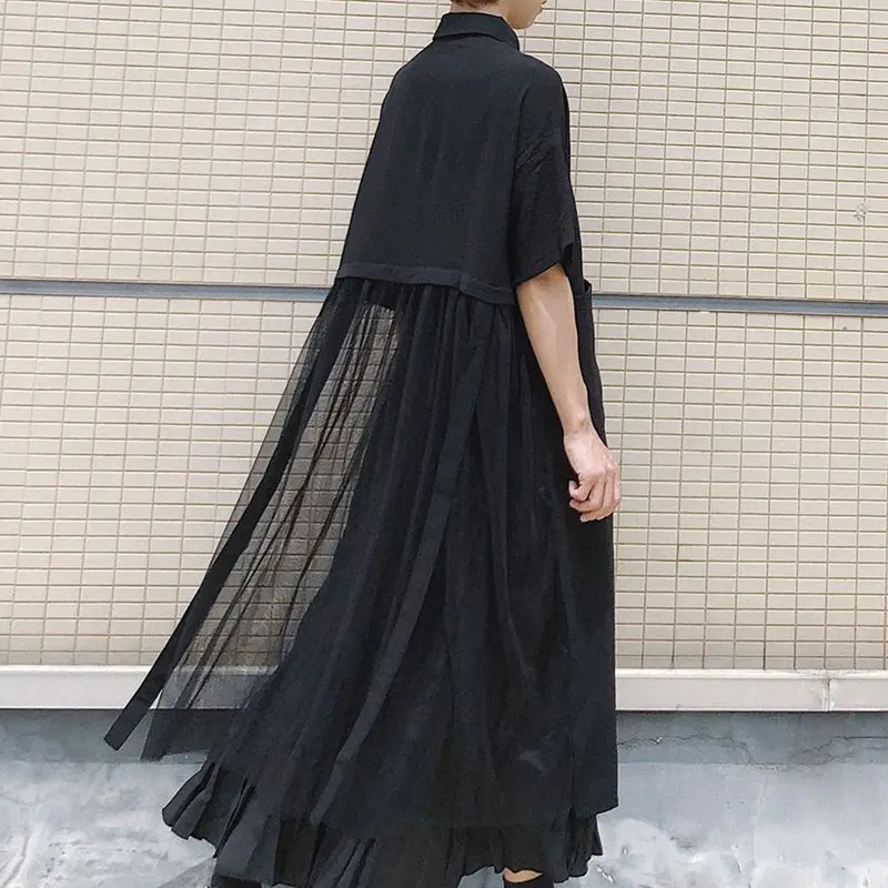 Женская длинная рубашка в корейском и японском стиле шифоновая сетчатая