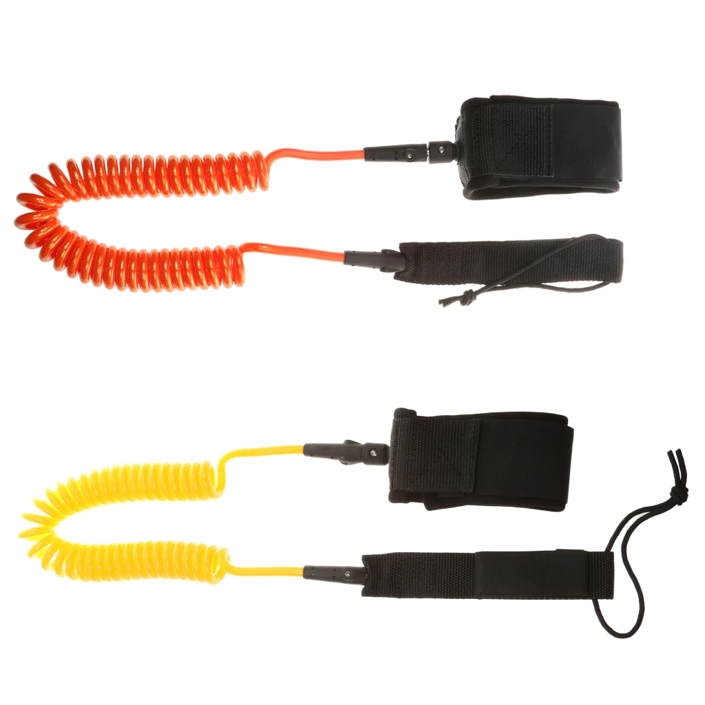 2pcs поводок для серфинга 10ft спиральный SUP Stand UP Спортивный весло желтый+ оранжевый, 7 мм Шнур