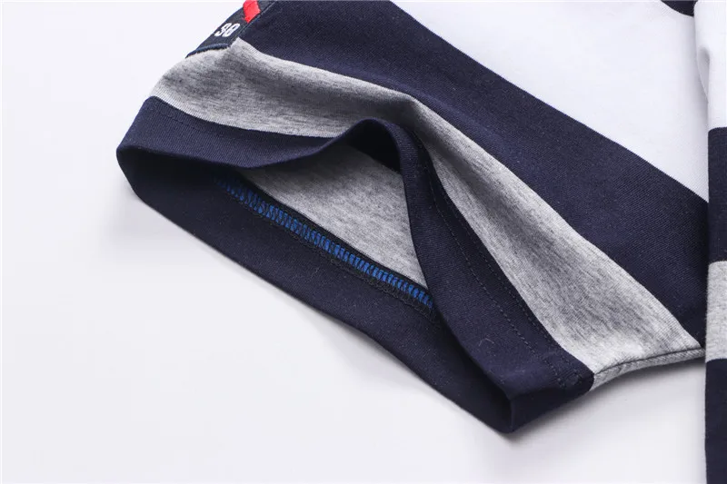 Известный бренд, вышивка, Camisa Polo Masculina, рубашка, лето, мужская мода, Бизнес Стиль, серые полосатые футболки Shark, Polo Homme, короткие, в полоску