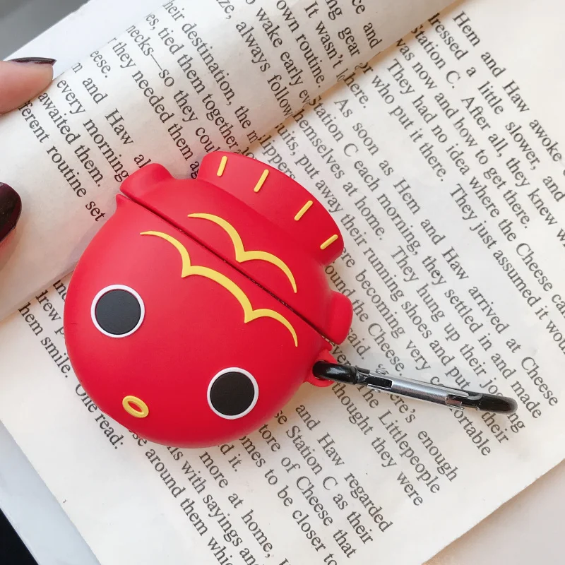 Style 1 Новинка Китай Koi чехол для наушников Apple Airpods стереоскопические силиконовые наушники Чехлы для Air pods 2 Защитная крышка с крюком - Цвет: Style 1