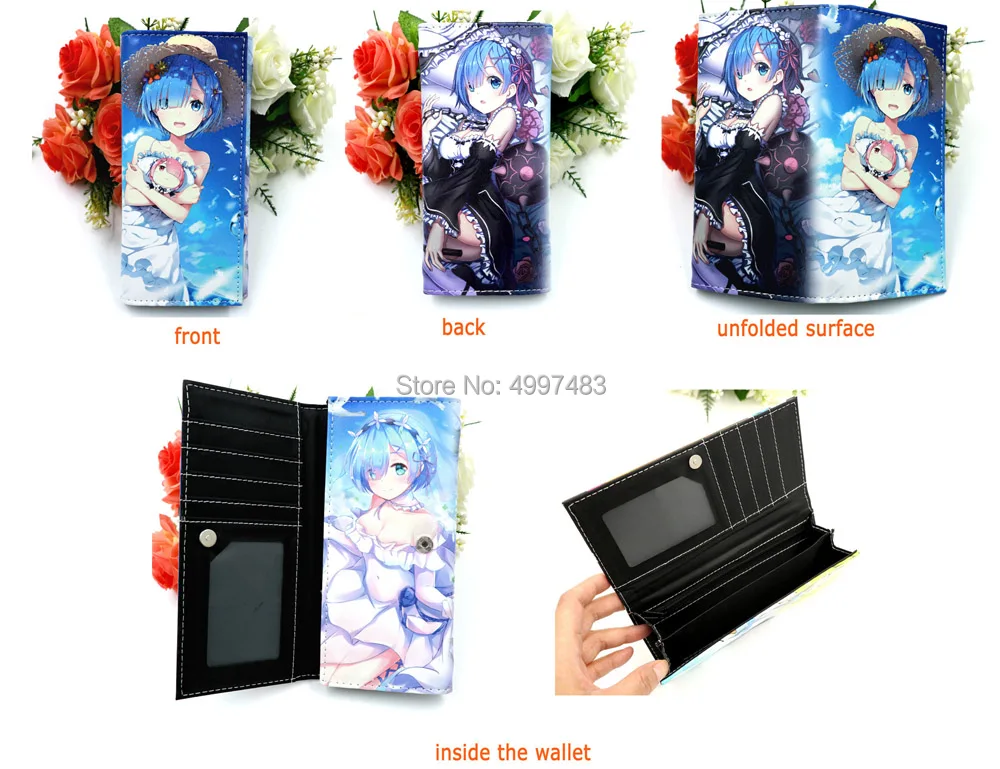 Аниме Re: Zero kara Hajimeru Isekai Seikatsu PU кожаный бумажник Rem и Ram держатель карты кошелек