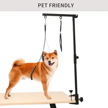 

Foldable Pet Grooming Arm With Clamp Sturdy Buckle Fixed Pet Adjustable Loop No Sit Haunch Holder For Large Small Dogs