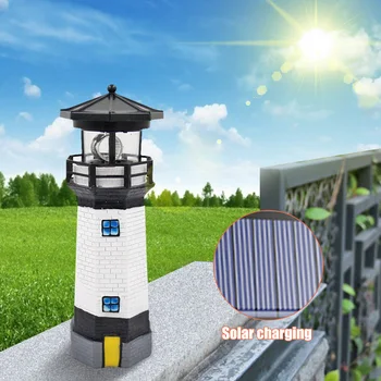 

Creative Lighthouse Solar LED Light Practical Durable Multi-functional Classic Outdoor Smart Sensor Beacon Rotating Lamp
