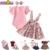 3шт Baby Girl Clothes Set Summer Newborn Infant Solid Color Romper Рябить Цветочное Платье Комбинезон Наряд Для Одежды Малыша