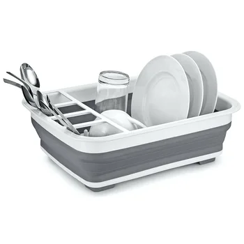 

Convertible Foldaway Dish Rack Storage Holder Portable Kitchen Shelf Folding Drainer Washable Durable Storage Boxes For Home