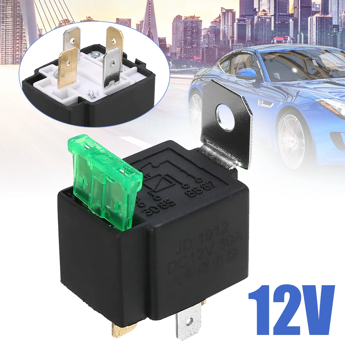 

Auto Interior Switches 1pc 12V Relay 4 PIN Automotive 30AMP RY28 Normally Open Contact+30A Fuse for Ford for Delphi