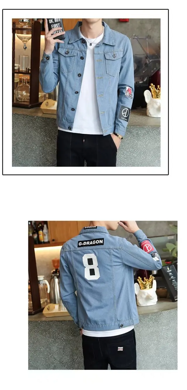 New Style Autumn Denim Jacket Men Slim Fit Vintage Jeans Coat Young MEN'S Korean-style Cowboy Clothing Fashion Man