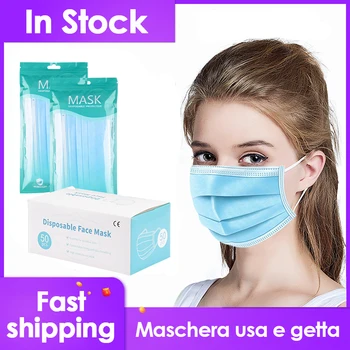 

5/10/20/30/50PCS Fast Shipping 12 Hours Anti-Pollution Filter Safety Dust Face Mask Disposable 3 Ply Non-woven Meltblown Masks