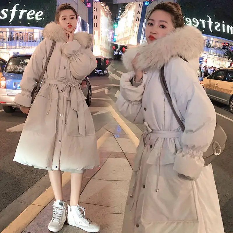 white Женские зимние пальто, Модная парка, Mujer, новинка хлопковый костюм, Студенческая Корейская версия, длинная теплая зимняя куртка для женщин - Цвет: white