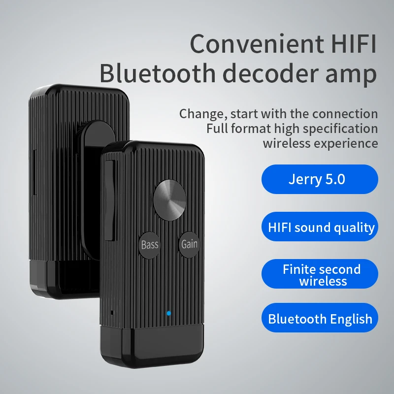 Aux Bluetooth 5.0 Audio Receiver 3.5mm Jack Portable Clip Wireless Bass Hifi Stereo Headphones Adapter Support TF Card Play bluetooth adapter,bluetooth audio receiver,bluetooth transceiver adapter,audio adapter,bluetooth aux adaptor