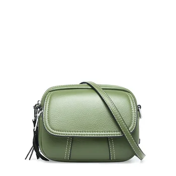 

hot sale green cowhide woman Messenger fashionable small round Single Shoulder Bag lykj-yxy