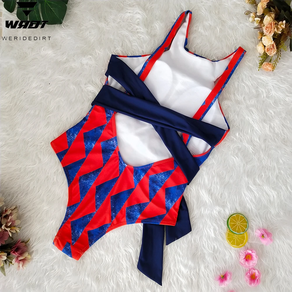 WERIDEDIRT 2020 Red Triangle Print Women's One-Pieces Swimsuit Push up Sexy Strap Backless Women's Bikini Girls Beach Swimsuit
