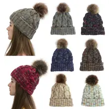 Осенне-зимняя теплая шапка бини Женская мода высокое качество вязаный цветной хлопок теплый Эластичный вязаный головной убор BAG4143