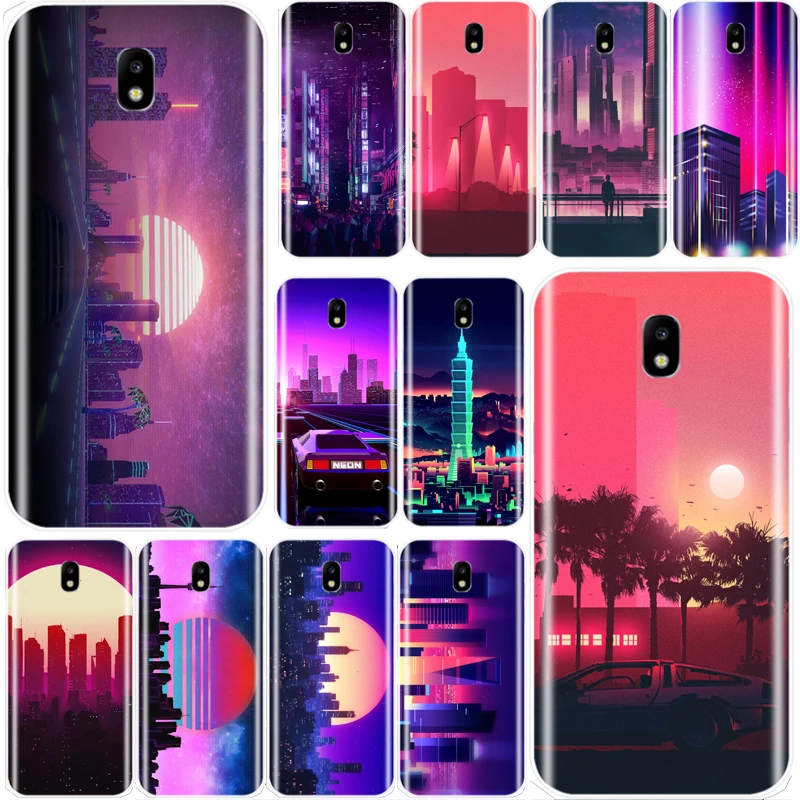Night city futuristic landscape background vector image Cover TPU Phone Case  For Samsung Galaxy J5 J6 2018 J5 J7 2016 J5 J7 2017|Ốp Chống Sốc Điện  Thoại| - AliExpress