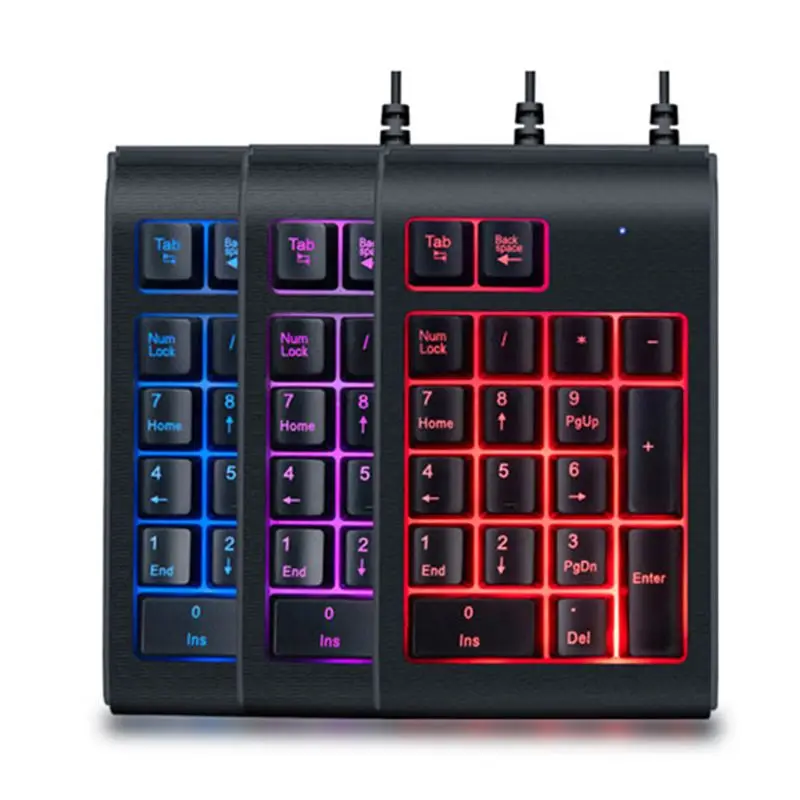 Три цвета RGB с подсветкой USB Проводная клавиатура водонепроницаемая цифровая клавиатура мини цифровая клавиатура Многофункциональные цифровые клавиши C90C