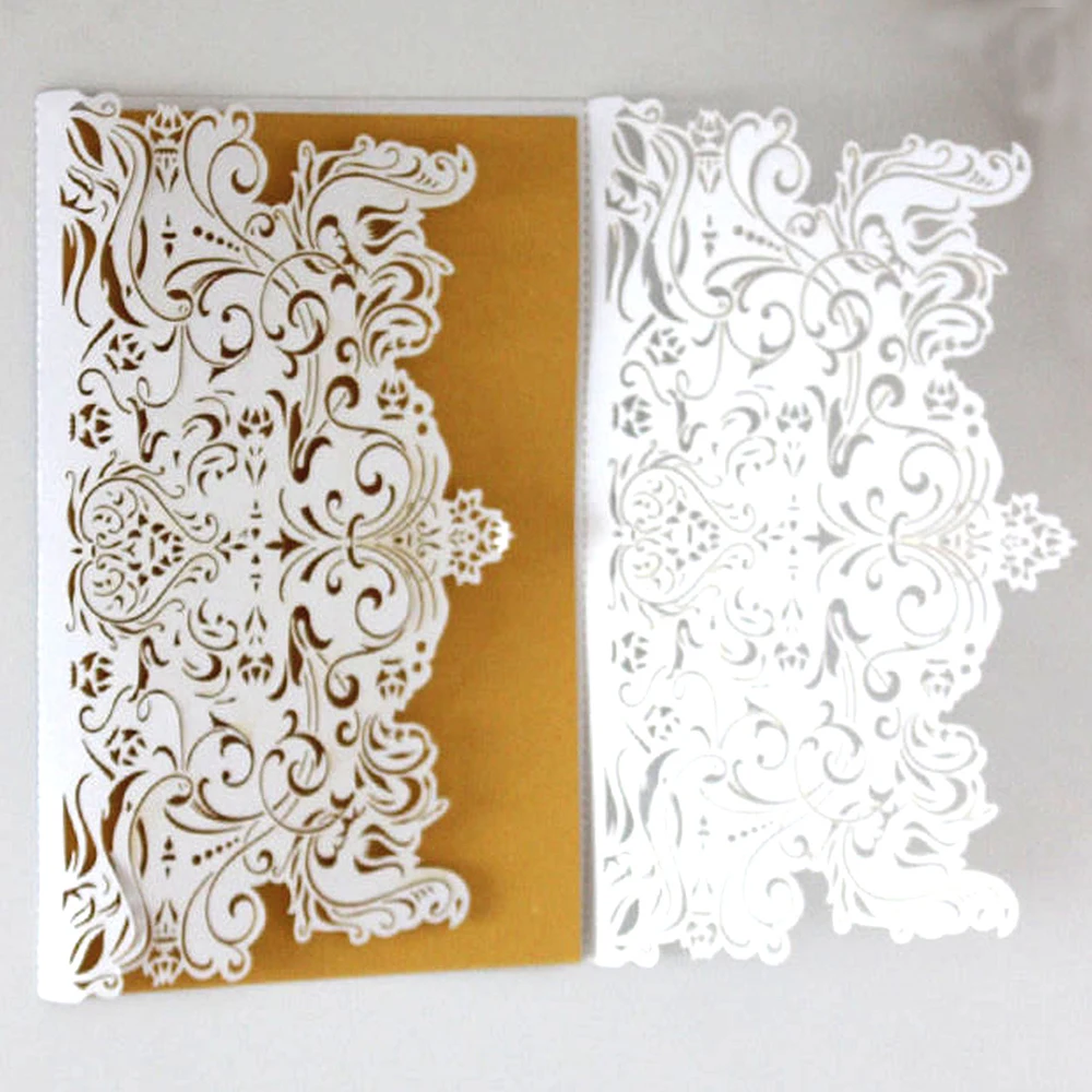  10pc/lot White Hollow Laser Cut Wedding Invitations Elegant Engagement Wedding Invitation Card With - 4.00012E+12