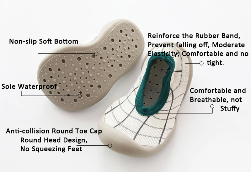 Новая обувь для маленьких мальчиков Нескользящие хлопковые носки для маленьких девочек, мягкие носки с резиновой подошвой для малышей Детские домашние носки-Тапочки