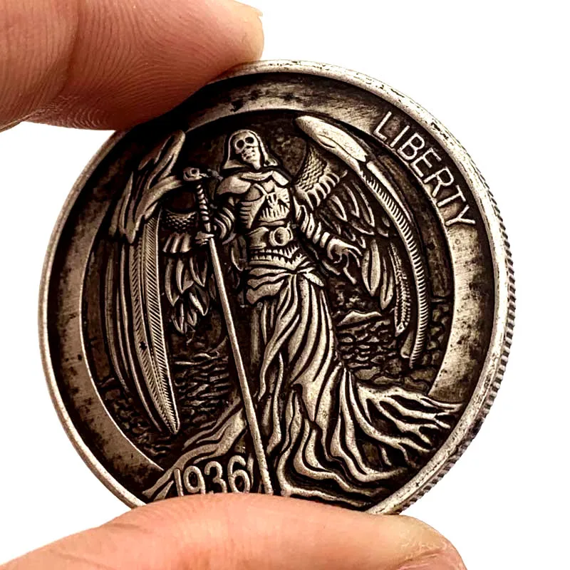 Wanderer Angel Patron Saint God Античная старинная Серебряная Памятная монета рельефная