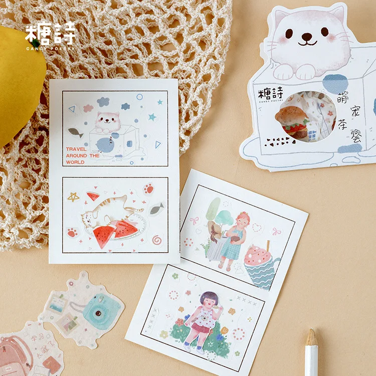 20 компл./лот Kawaii канцелярские наклейки в виде мультяшных животных дневник декоративные Мобильный наклейки Скрапбукинг ручные поделки наклейки