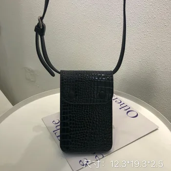 

2019 New Style WOMEN'S Cow Leather Bag Crocodile Pattern Mobile Phone Bag Square Sling Bag Crossbody Bag Purses and Handbags