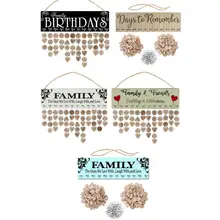 Новогодний деревянный семейный день рождения напоминание календарь доска Настенный декор