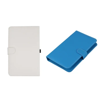 

2set Bluetooth Mobile Phone Keyboard with Pu Leather Case Mini Wireless Aluminium Laptop Leather Case--White & Blue