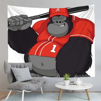 

Cartoon Sport Gorilla Tapestry Wall Hanging Polyester Animal Print Monkey Tapestries Living Room Bedroom Background Blanket