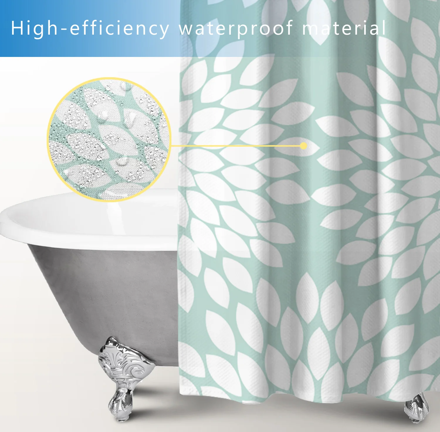 Abstract Dahlia Pattern Shower Curtain Waterproof Polyester With 12 Hooks
