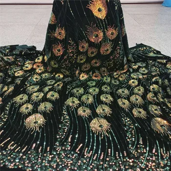 

Latest French Nigerian velvet Laces Fabric 2020 green High Quality Tulle African Laces Fabric Wedding African French Tulle Lace