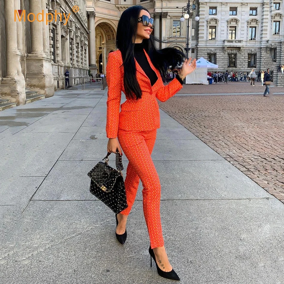 OL Женский облегающий костюм с принтом комплект из двух предметов