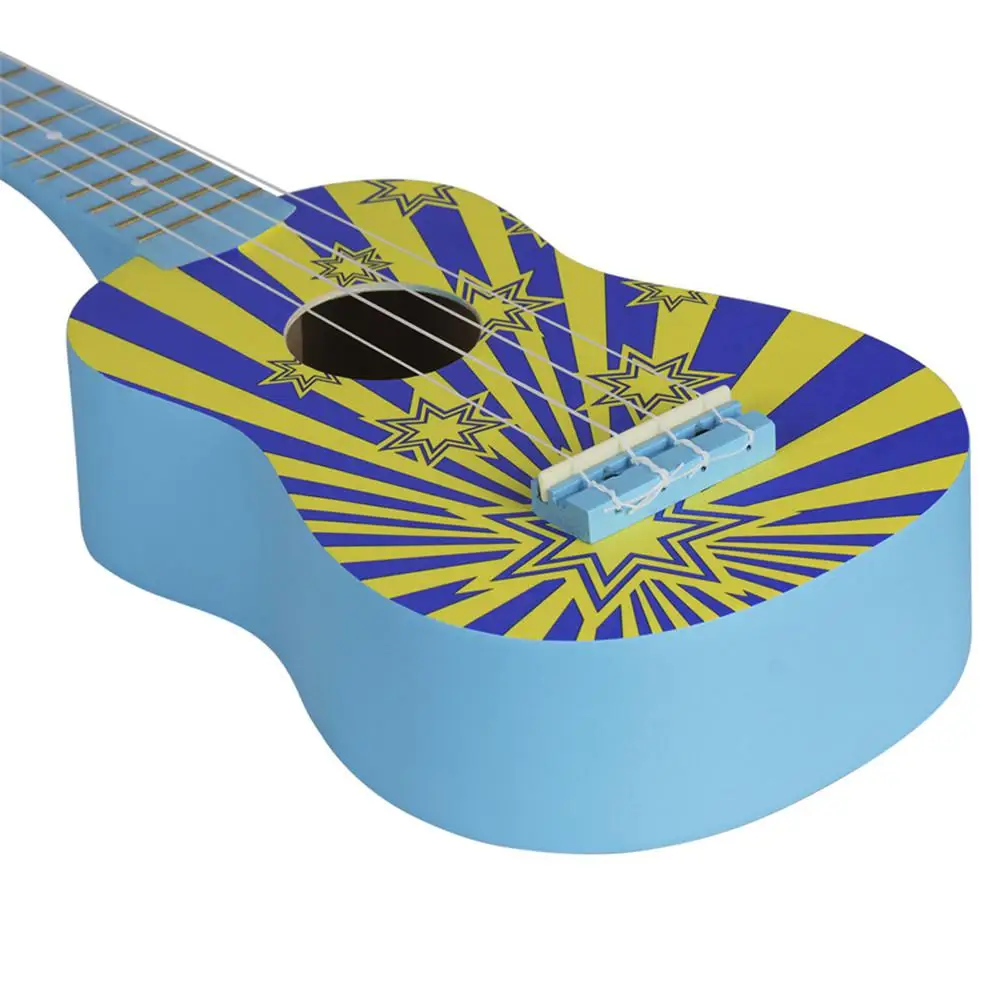21inch Ukulele Basswood Ukelele Hawaii Guitar 4 Strings Musical Instrument Colorful Flag Pattern Bag Strap String Capo Beginners