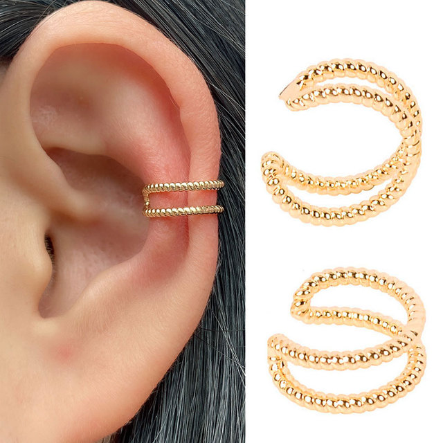 Earrings Without Ear Hole Star Wrap Clip On Earrings Earcuff for Women Chain Hollow Ear Cuff  Fake Earring Piercing