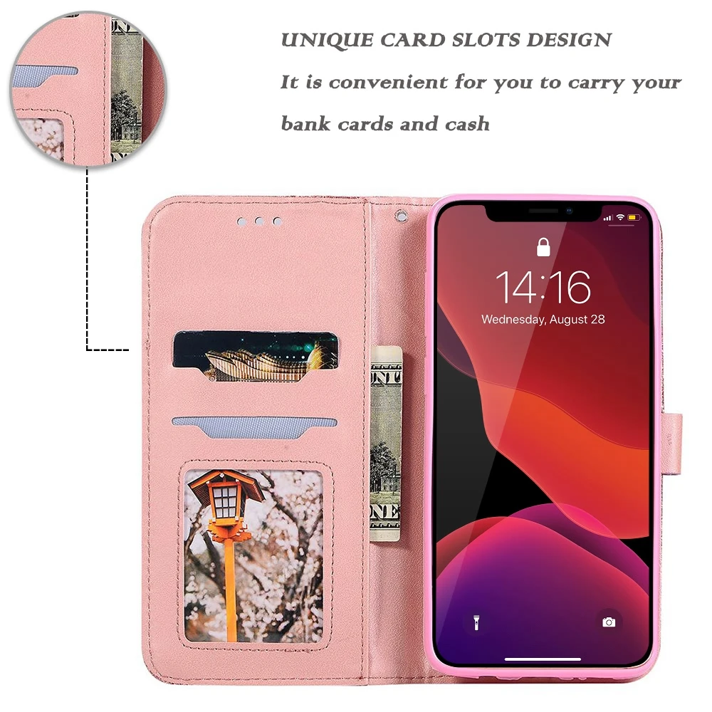 LAPOPNUT флип-чехол для Iphone 11 Pro Xs Max Xr X 7 8 Plus 6 6s 5 5S SE кошелек Премиум блестящий кожаный держатель для карт чехол