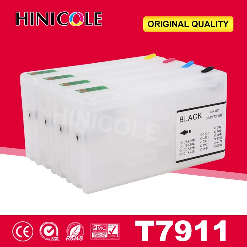 

Hinicole Ink Cartridge Refillable WorkForce Pro WF-4630DWF 4640DTWF 5110DW 5190DW Printer Cartridges For Epson T7911