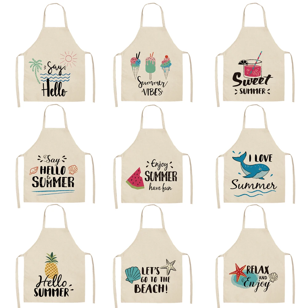 

Silstar Tex Hello Summer Manicure Apron Magic Beach Ice Cream Dessert Aprons Dress For Housewares Kitchen