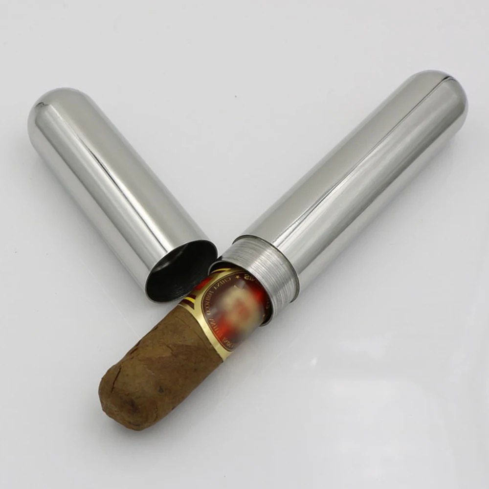 

1pcs Stainless Steel Thickened Cigar Tube Single Cigar Tube Cigar Pipes Smoking Pipe Cigarette Pipe Cigar Storage Accessories