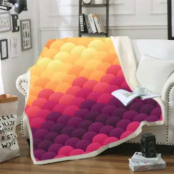 

Hot Sale Mermaid Scales Sherpa Blanket for Girls Geometric Pattern Colorful Velet Blanket for Home Travel Nap Blanket 150x200cm