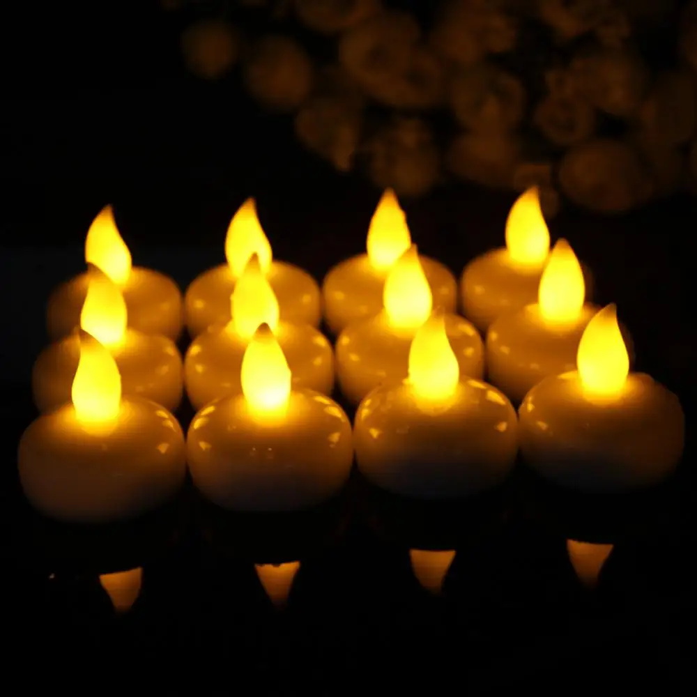Yellow 12 шт./упак. Водонепроницаемые Плавающие свечи светодиодный Свеча Чай легкий беспламенный электронный свеча батарея Свеча лампа для ванны спа молиться - Цвет: Yellow