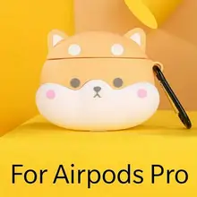 Чехол для AirPods Pro Silcone с мультяшным изображением Шиба-ину, Bluetooth, чехол для наушников AirPods 3, милая желтая защитная крышка для собаки с крючком