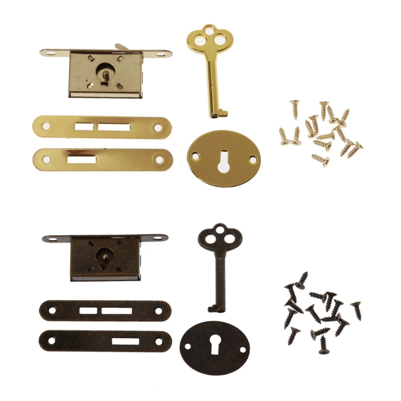 Bronze Mini Antique Locks Full Mortise Small Box Decorative Jewelry Box Cabinet Replacement