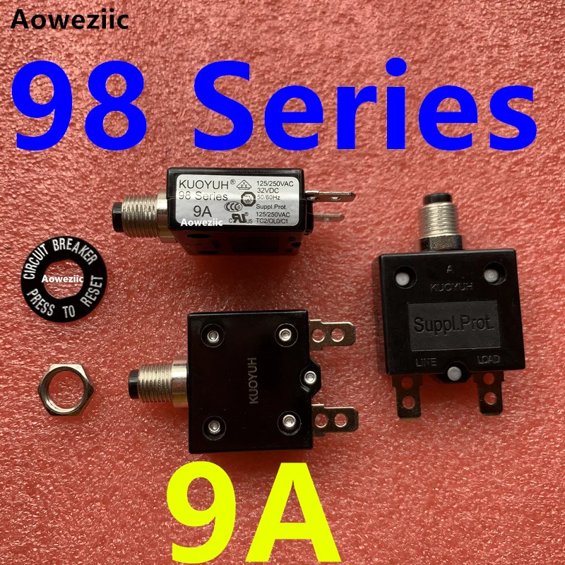 2Pcs KUOYUH 98 Series 9A Thermal overcurrent overload protector Manual reset Switch fuse Leakage switch Circuit breaker 125/250V |