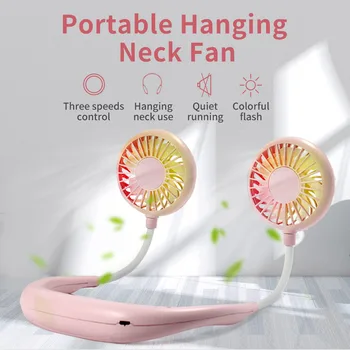 

Portable Hanging Neck Fan Mini USB Neckband Fans Hands-Free Air Cooler Conditioner for Home Office Travel Blue-green