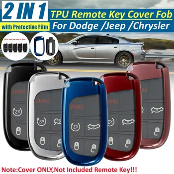 

2 IN 1 TPU Remote Smart Key Cover Case Fob Shell with Button Film For Jeep/Dodge/Charger/Durango/Grand/Cherokee/Chrysler 300 200