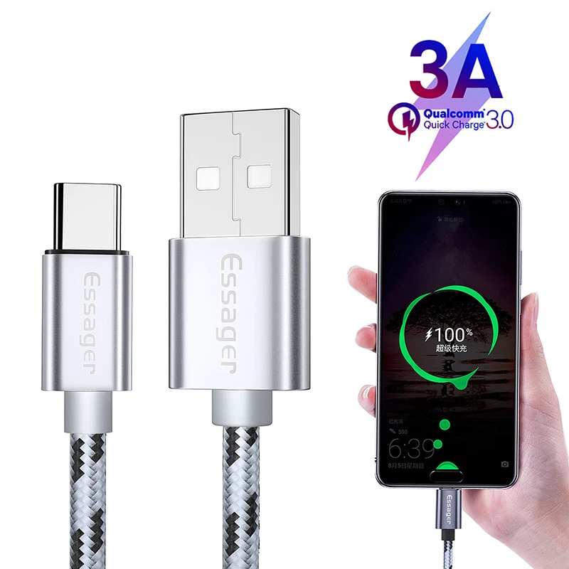 Essager usb type C кабель 3A Быстрая быстрая зарядка 3 м USBC type-C кабель для Xiaomi K20 samsung S10 Oneplus 7 Pro мобильный телефон USB-C