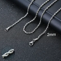 Vnox Unisex Vintage Gold Cuban Chain Necklace - Punk Stainless Steel Curb Link Choker - 60cm 24inch (2mm Silver Rope)