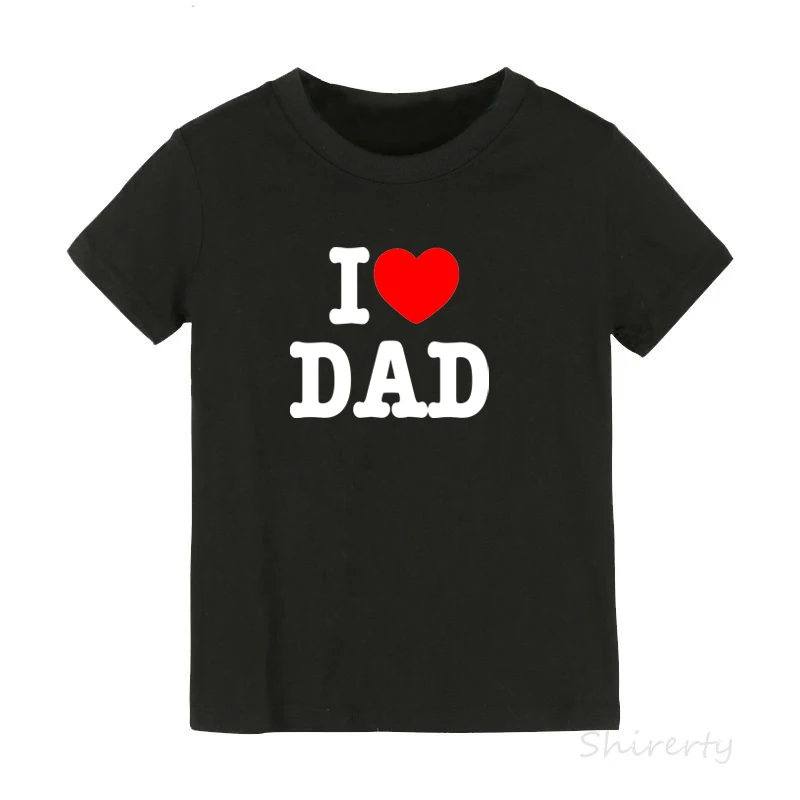 I Love Dad Детская футболка с надписью «I Love Mom/Dad» футболка для мальчиков и девочек, детская хлопковая одежда для малышей Забавные футболки для всей семьи, От 1 до 10 лет - Цвет: I Love Dad
