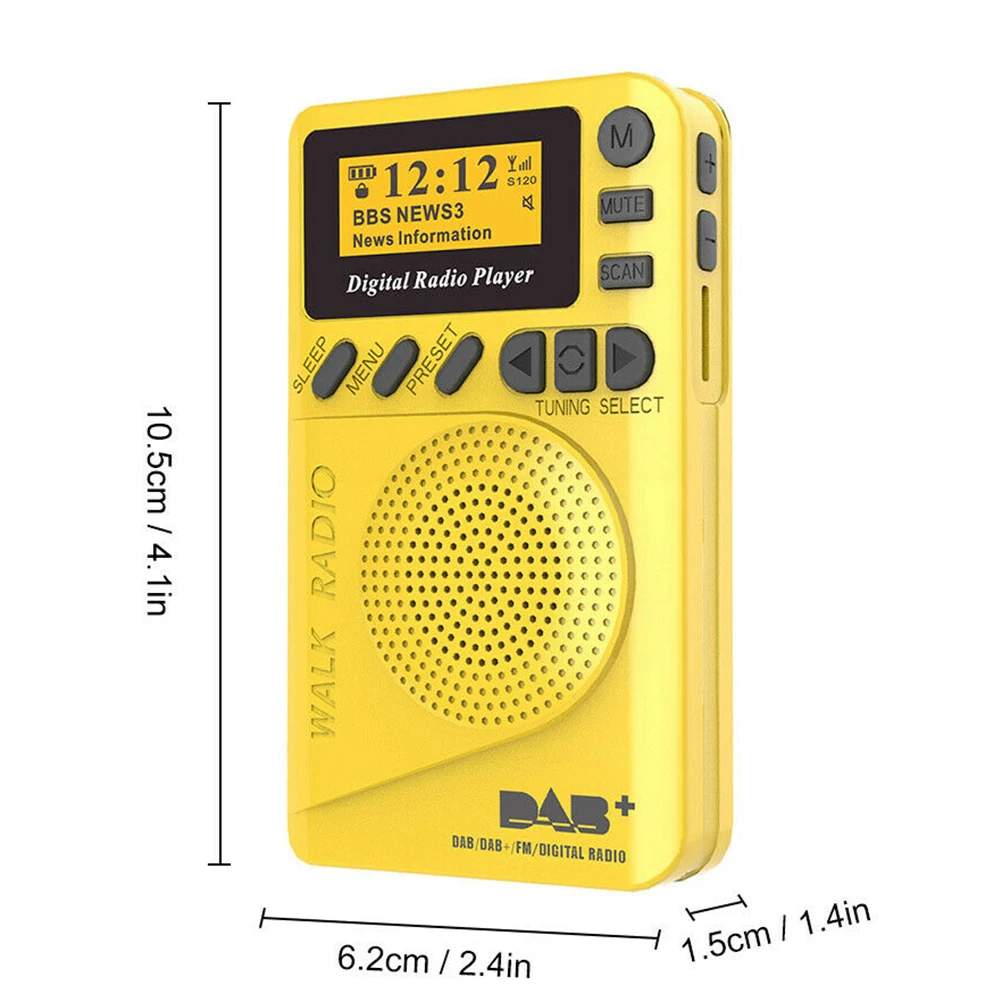 ABS Карманный Многофункциональный usb зарядка MP3 музыкальный плеер прочный аудио портативный мини FM ЖК-дисплей цифровой радио DAB Clear