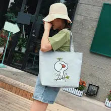 Модные сумки на плечо с рисунком утки из мультфильма, холщовые женские сумки с большой вместительностью, повседневные Простые сумки для покупок