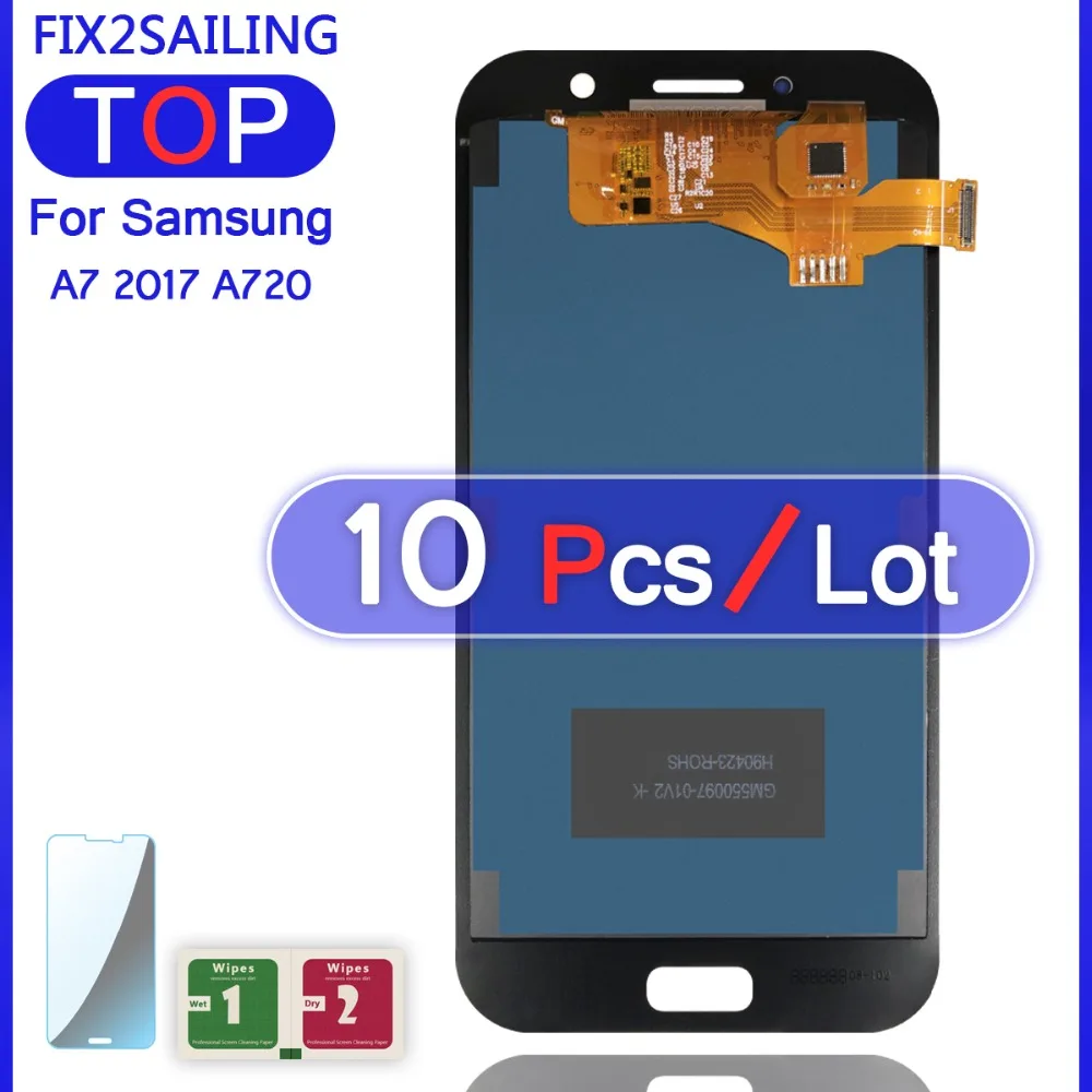 10 шт. A720 для Samsung Galaxy A7 A720M A720Y SM-A720F A720FD A720 супер на тонкопленочных транзисторах на тонкоплёночных транзисторах ЖК-дисплей Дисплей проверенный сенсорный экран в сборе